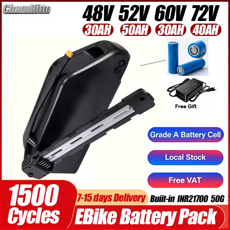 Аккумулятор Cham 52V 48V 72V 5 – обзор и цена Ebike Battery 48V 20Ah Hailong